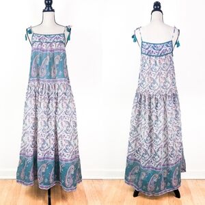 NWT Blue Boheme Betsy Cotton Maxi Dress, Teal